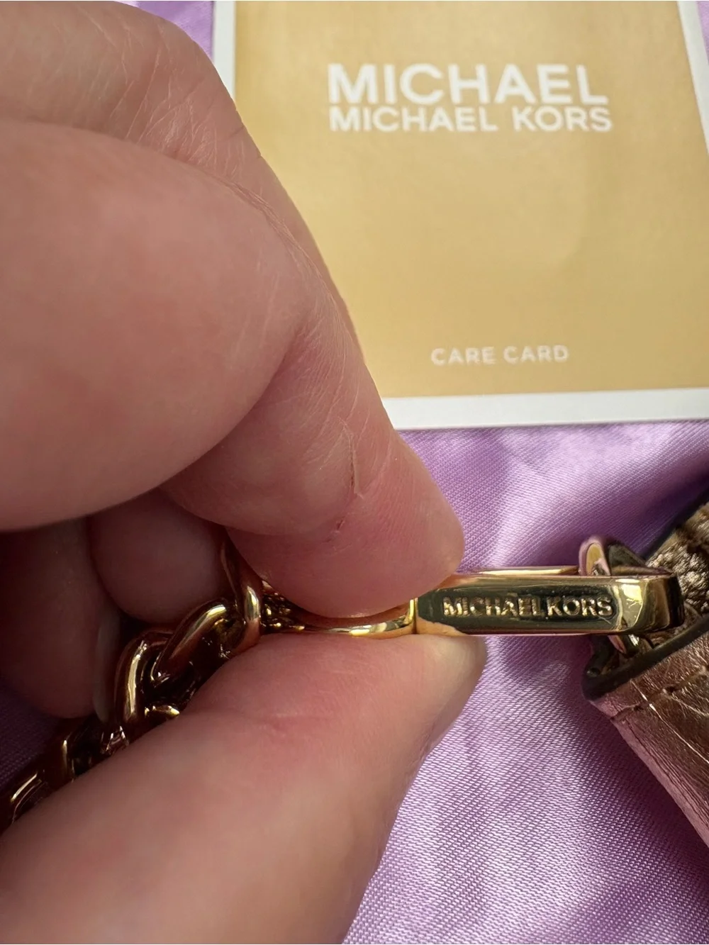 Michael Kors Metallic Leather Embossed Floral Crossbody - Rose Gold